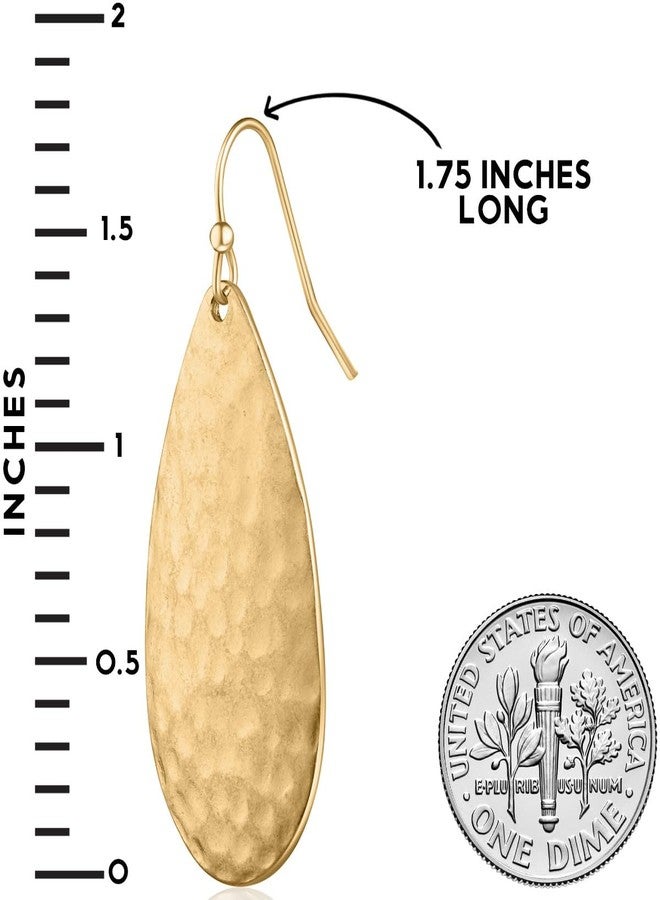 هامبل شيك نيويورك أقراط دمعة مطروقة للنساء - أقراط متدلية بوهيمية مميزة، أقراط دمعة أنيقة ذات ملمس مميز باللون الذهبي أو الفضي - Image 4