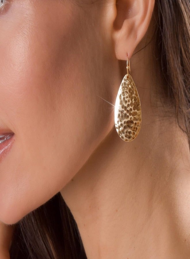 هامبل شيك نيويورك أقراط دمعة مطروقة للنساء - أقراط متدلية بوهيمية مميزة، أقراط دمعة أنيقة ذات ملمس مميز باللون الذهبي أو الفضي - Image 5