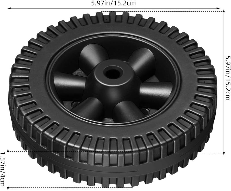 NUOBESTY 2pcs 6 Inch Bbq Grill Wheels Replacement Parts For Grill Cart And Hand Truck, Heavy Duty Plastic Wheels For Universal Barbecue, Utility, And Mower Carts Black - Image 3