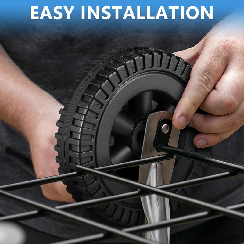 NUOBESTY 2pcs 6 Inch Bbq Grill Wheels Replacement Parts For Grill Cart And Hand Truck, Heavy Duty Plastic Wheels For Universal Barbecue, Utility, And Mower Carts Black - Image 4