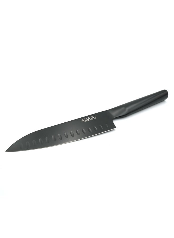 BERAM 7 Inch  Santoku Knife Black Oxide Coated Blade 3CR13 Stainless Steel with SS430 handle Non Stick Scratch Resistant Durable Modern Knife Chopping Slicing Mincing Easy to Clean Cooking Tool - Image 1