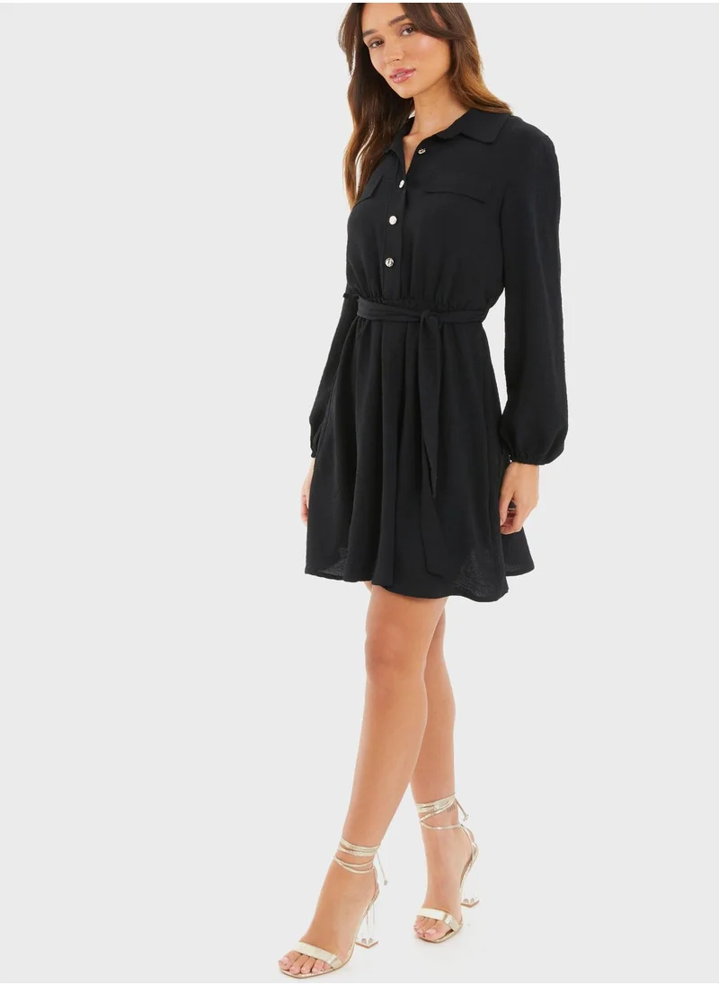 QUIZ Button Down Pocket Detail Dress