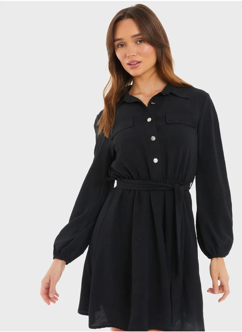 QUIZ Button Down Pocket Detail Dress