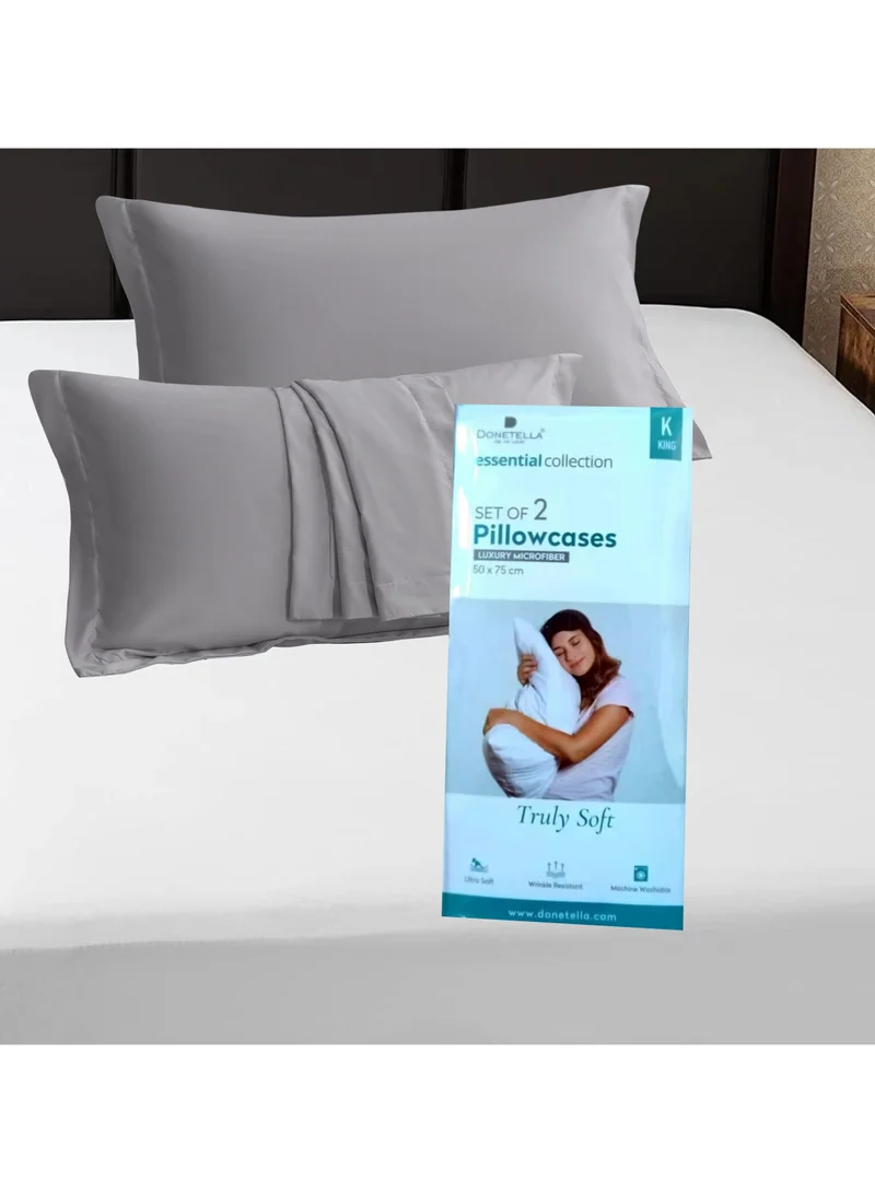 Donetella Standard Pillowcase Set of 2, Size 50x75 cm, Ultra Soft Brushed Microfiber, Envelope Closure, Durable, Wrinkle & Fade Resistant Pillow Covers