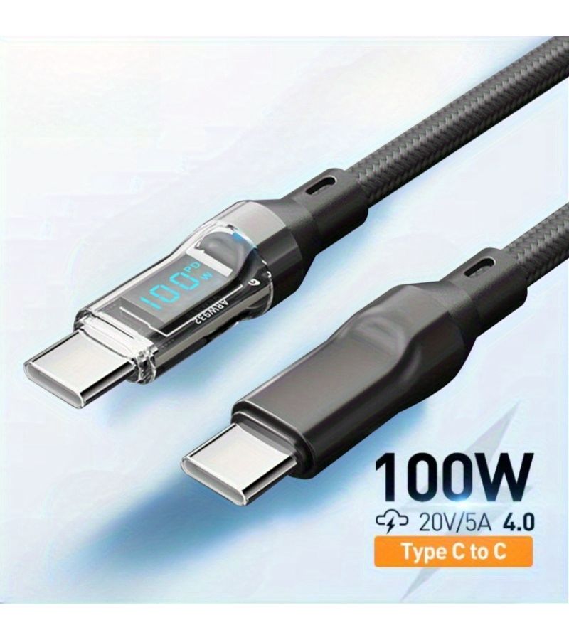 كابل USB C بطول 200 سم مع شاشة LED، شحن سريع بقدرة 100 واط بتقنية PD، عبوتان متوافقتان مع iPhone 16 Pro و MacBook - Image 4