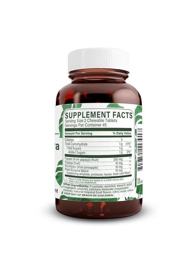 Natural Nutra Papaya Chewable Plant Enzymes Blend for Digestion, Prevent Boating, Helps to Reduce Constipation, Ease Gastrointestinal Discomfort, 90 Chewable Vegan Tablets  - Image 1