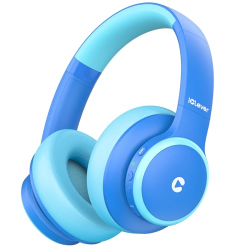 iClever BTH26 Active Noise Cancelling Headphones for Kids, 60H Play Time, Safe Volume 80dBA, Type C Fast Charging, Bluetooth5.4, Kids Bluetooth Headphones with Mic AUX Cord for iPad Airplane, Blue - Image 1