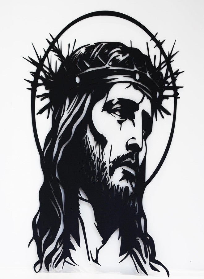 OQUQO Black Metal Jesus Wall Decor, Religious Jesus Wall Art, Spiritual Faith Home Decoration for Living Room, Bedroom, Bathroom, Church, Office (Cross)