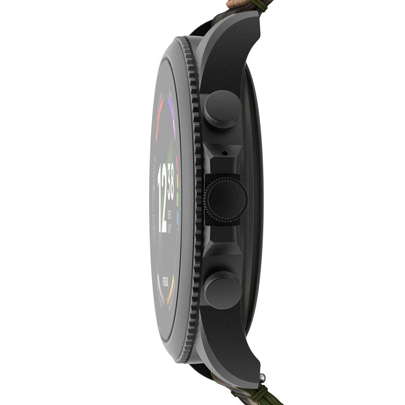FOSSIL Fossil Men's Gen 6 44mm Stainless Steel and Cork Touchscreen Smart Watch, Stainless steel, Color: Black, Camo (Model: FTW4063V)  - Image 2