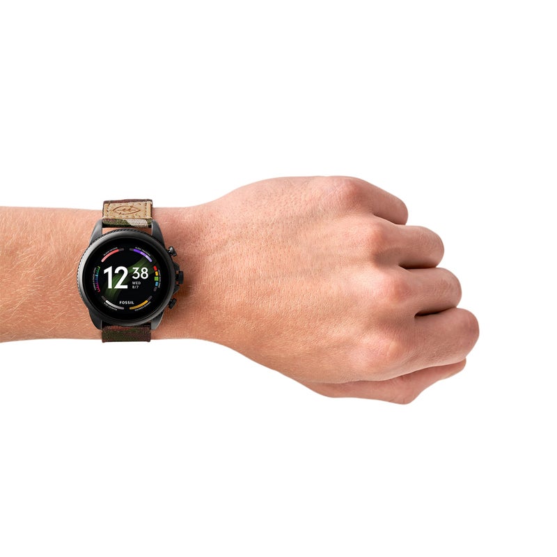 FOSSIL Fossil Men's Gen 6 44mm Stainless Steel and Cork Touchscreen Smart Watch, Stainless steel, Color: Black, Camo (Model: FTW4063V)  - Image 5