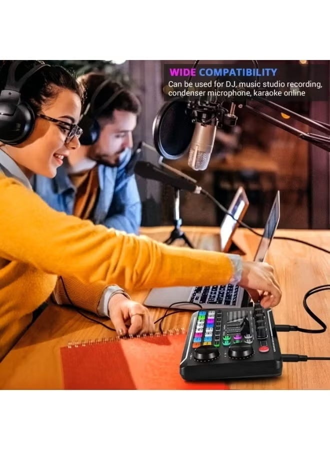 GENNEXT Sound Card F009 Live Sound Card Wireless Bluetooth Audio Mixer Podcast DJ Device with RGB Colorful Buttons Live Streaming Sound Card for Youtube Singing PC Phone Karaoke Singing Gaming - Image 5