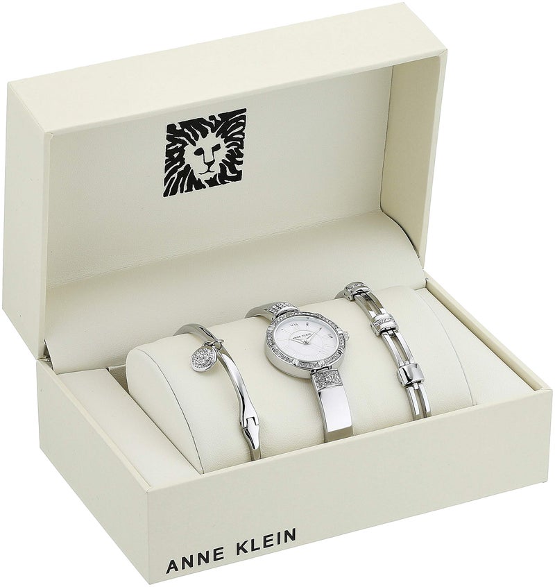 ANNE KLEIN ساعة وأساور أن كليين النسائية المميزة مع كريستالات فضية - Image 2