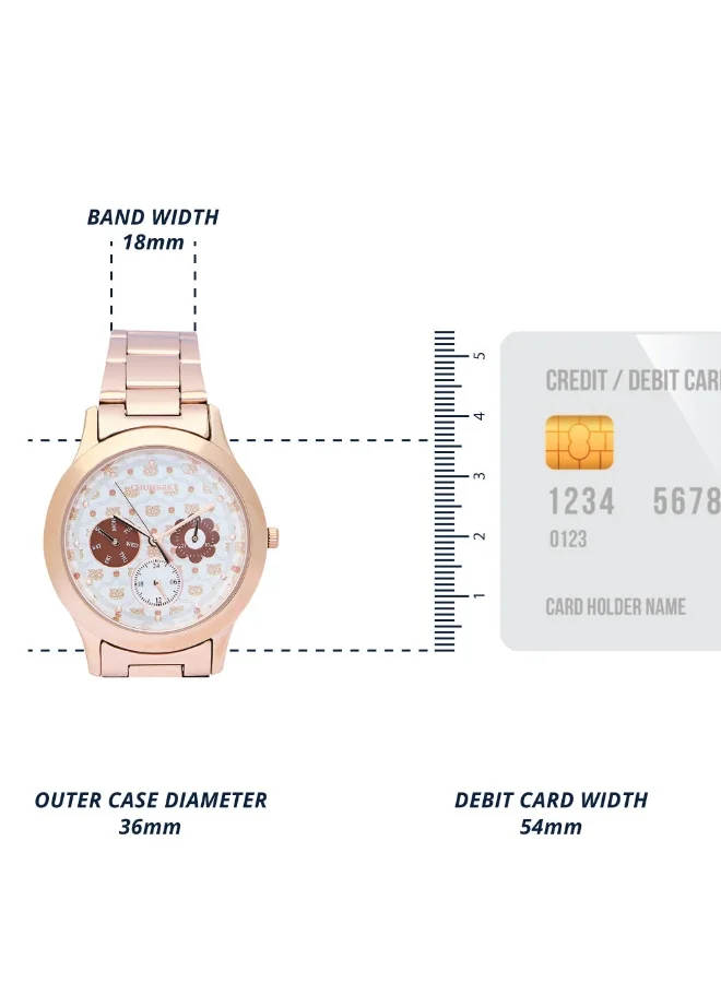 Chumbak Ivory Owl Monogram Metal Watch | Rosegold with Offwhite Dial