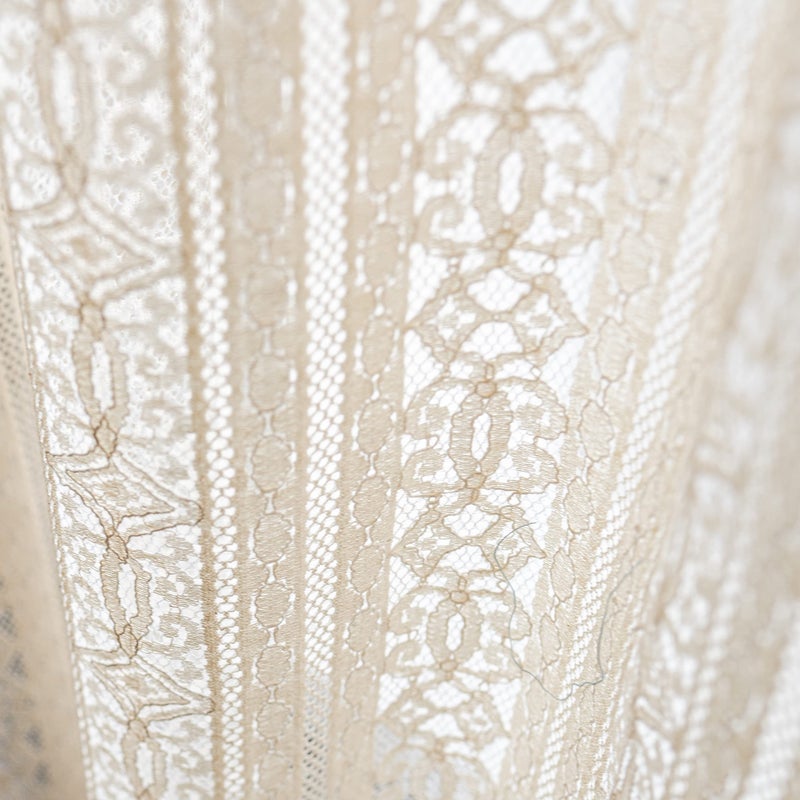 Sutuo Home Boho Curtain Crochet Lace Semi-Sheer Florals Hollow Knitted Handmade Tassels, Rod Pocket Window Treatment Vintage Rustic Farmhouse Drapes for Living Bedroom, 1 Panel 59" W x 84" L, Beige - Image 5