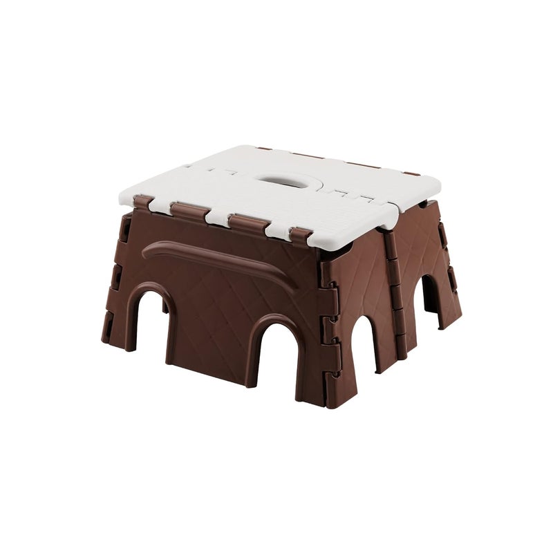 Primelife 7 Inches Super Strong Folding Step Stool for Adults and Kids Kitchen Stepping Stools Garden Step StoolBrownWhite