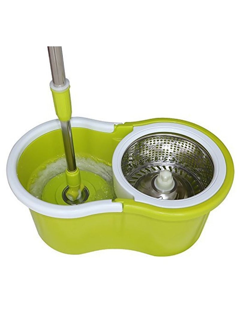 Self Spin Dry Cleaning Mop With Bucket Magic Hand Free Rotating Lazy Mop Portable Touchless Household Floor Cleaning Mop Cleaning Bucket Green - Image 1
