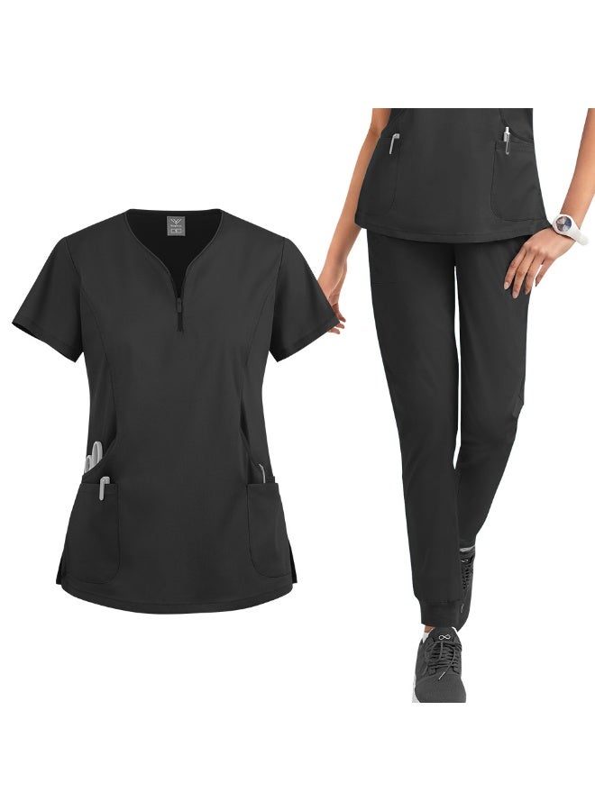 NIBEMINENT Summer Nurse Scrubs  Pet Grooming Institution Spa Scrubs Blouse Quick Dry Nurse Workwear - Image 1