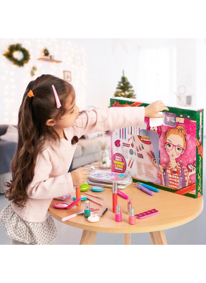 JOYIN JOYIN 24 Days Christmas Advent Calendar with Make Up Set for Girls 2023 Countdown Calendar with Full Makeup Dress Up Set with Bag for Kids Party Favors, Classroom Prizes, Xmas Gift  - Image 4