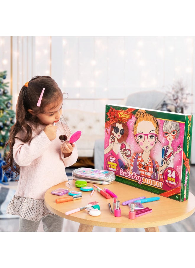 JOYIN JOYIN 24 Days Christmas Advent Calendar with Make Up Set for Girls 2023 Countdown Calendar with Full Makeup Dress Up Set with Bag for Kids Party Favors, Classroom Prizes, Xmas Gift  - Image 3