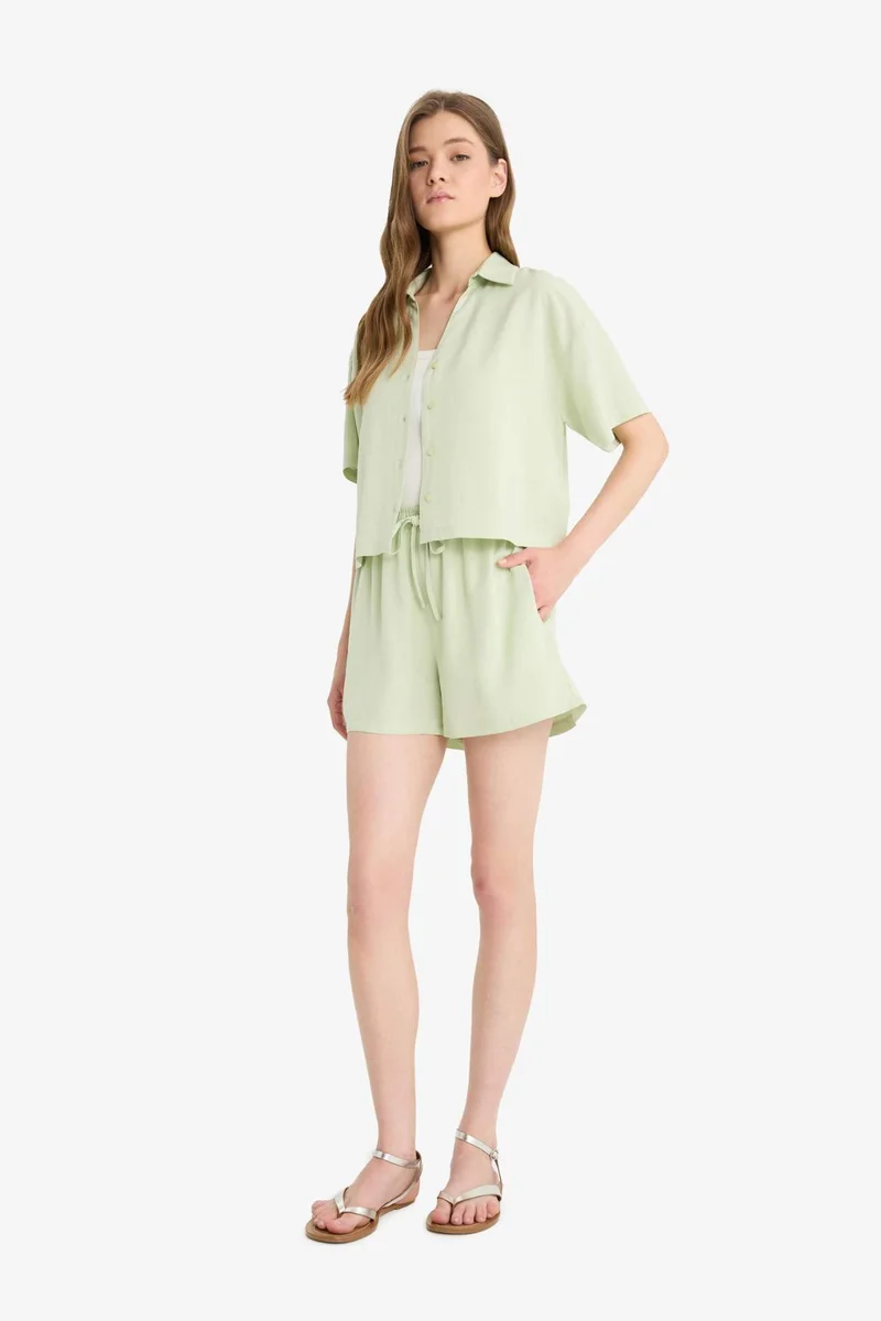 DeFacto Normal Waist Short Leg Linen Blend Shorts