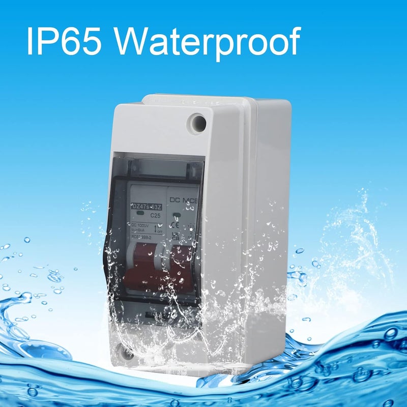 klarako DC PV Miniature Circuit Breaker, Overload Protection Air Switch, Solar IP65 Waterproof PV Disconnect Switch, 2P Photovoltaic System, DC1000V 25A - Image 2