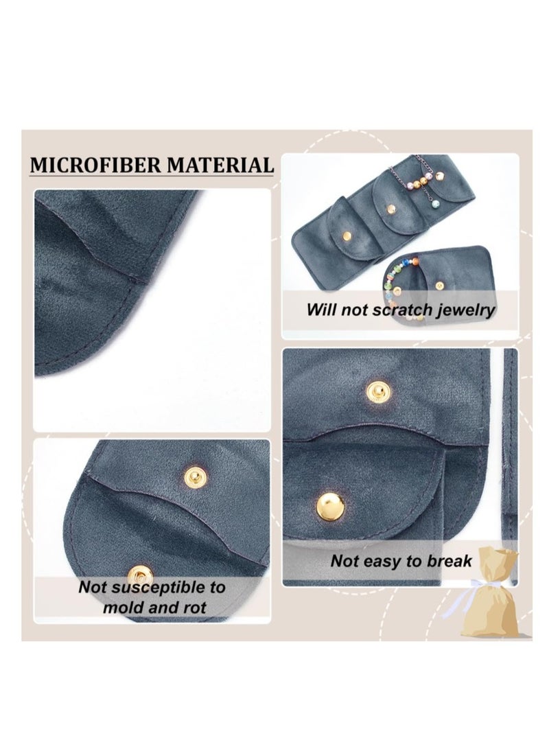 Excefore Velvet Jewellery Pouches, 20 Pcs Gray Color Velvet Jewelry Storage Bags with Snap Button, Jewelry Wrap Gift Bags, For Wedding, Party, Valentine's Day, Anniversary, Candy Gift (8x7.9cm) - Image 4