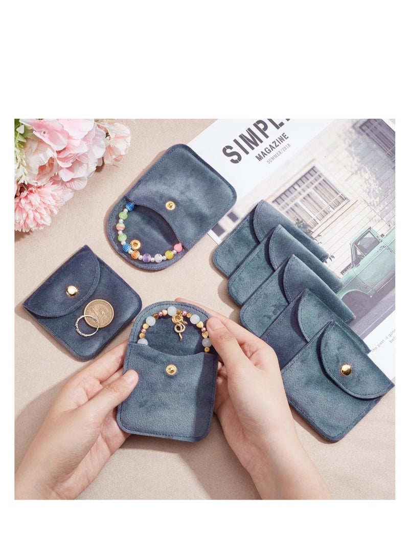 Excefore Velvet Jewellery Pouches, 20 Pcs Gray Color Velvet Jewelry Storage Bags with Snap Button, Jewelry Wrap Gift Bags, For Wedding, Party, Valentine's Day, Anniversary, Candy Gift (8x7.9cm) - Image 3