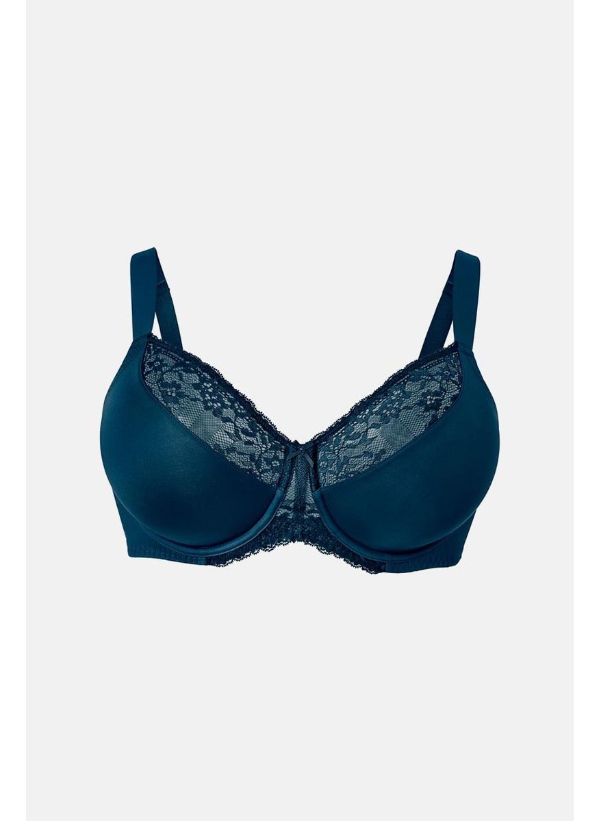 Tchibo Women Textured Non Padded Underwired Bra, Deep Blue  - Image 2
