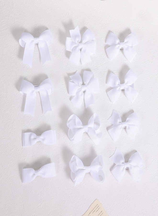 KCHIES 3-inch White Grosgrain Ribbon Hair Bows for Girls,12 pcs Handmade Alligator Clip Barrettes for Toddlers Kids Teens Babies,Her Everyday Hair Accessories,Secure Non-Slip Styling in Pairs - Image 5