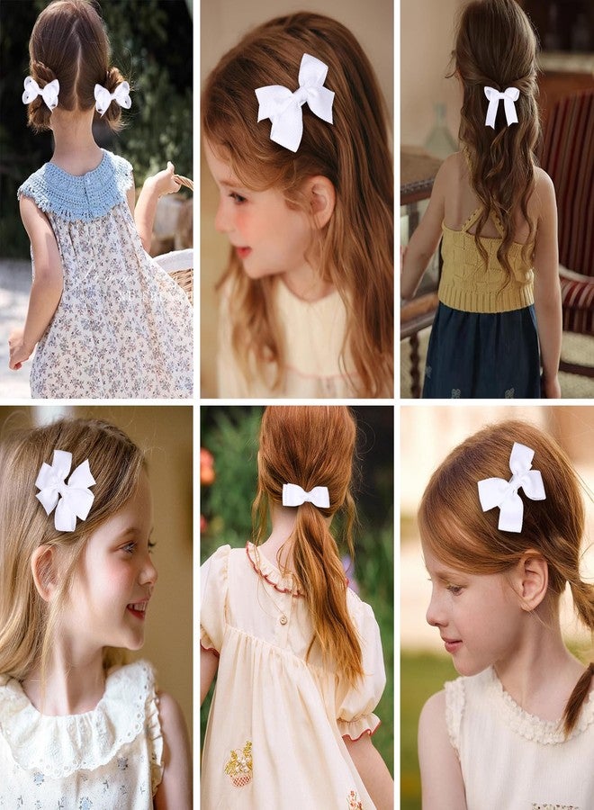 KCHIES 3-inch White Grosgrain Ribbon Hair Bows for Girls,12 pcs Handmade Alligator Clip Barrettes for Toddlers Kids Teens Babies,Her Everyday Hair Accessories,Secure Non-Slip Styling in Pairs - Image 3