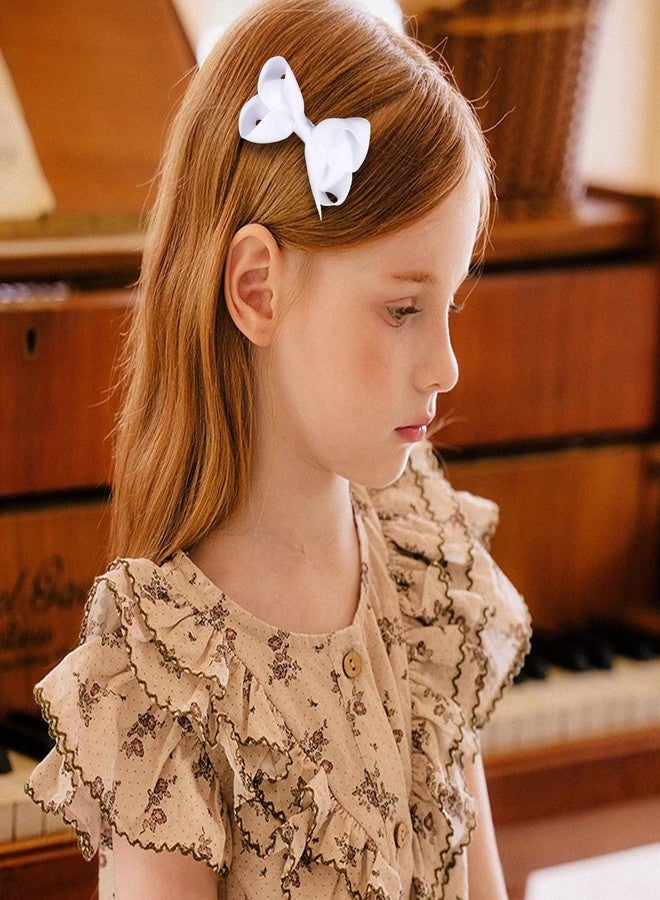 KCHIES 3-inch White Grosgrain Ribbon Hair Bows for Girls,12 pcs Handmade Alligator Clip Barrettes for Toddlers Kids Teens Babies,Her Everyday Hair Accessories,Secure Non-Slip Styling in Pairs - Image 4