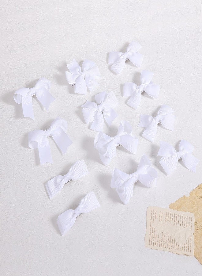 KCHIES 3-inch White Grosgrain Ribbon Hair Bows for Girls,12 pcs Handmade Alligator Clip Barrettes for Toddlers Kids Teens Babies,Her Everyday Hair Accessories,Secure Non-Slip Styling in Pairs - Image 2