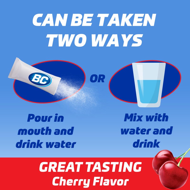 BC Powder Pain Reliever, Cherry Flavor Aspirin Dissolve Packs, 24 Count Powder Packets (2 Pack) - Image 4