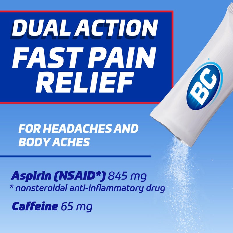 BC Powder Pain Reliever, Cherry Flavor Aspirin Dissolve Packs, 24 Count Powder Packets (2 Pack) - Image 2