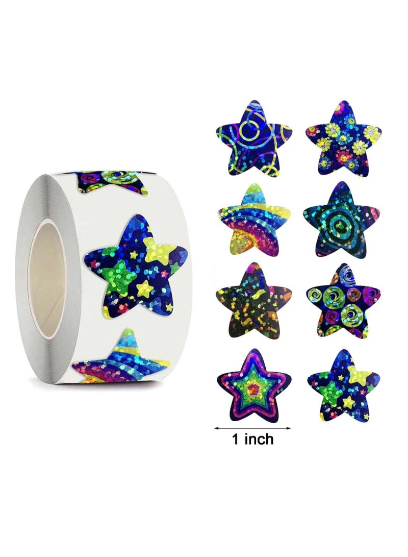 SOLARAE 2Pack Space Star Stickers, Teacher Stickers, Classroom Stickers, Colorful Pentagram Children Reward Stickers, Roll Sticker, Incentive Potty Training Sticker, Sparkly Star Sticker, for School Classroom - Image 5