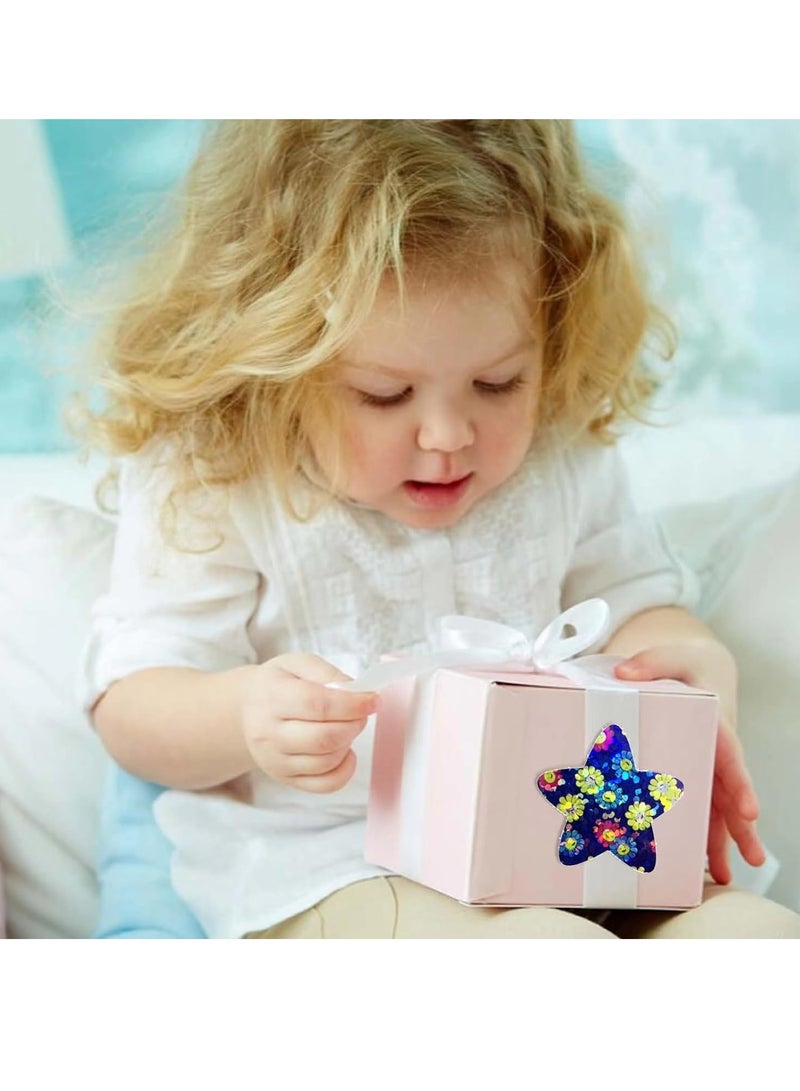 SOLARAE 2Pack Space Star Stickers, Teacher Stickers, Classroom Stickers, Colorful Pentagram Children Reward Stickers, Roll Sticker, Incentive Potty Training Sticker, Sparkly Star Sticker, for School Classroom - Image 3