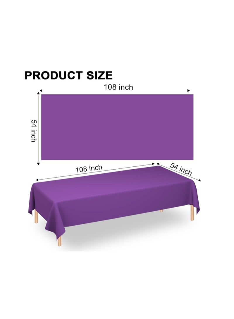 WNINK 2 Pack Purple Plastic Tablecloths, 54" x 108", Dark Purple, Rectangular, Casual Cartoon, Vibrant Cartoon, Durable, 2 Count - Image 3