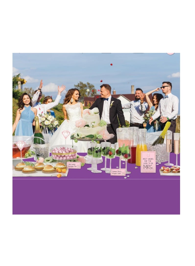 WNINK 2 Pack Purple Plastic Tablecloths, 54" x 108", Dark Purple, Rectangular, Casual Cartoon, Vibrant Cartoon, Durable, 2 Count - Image 5