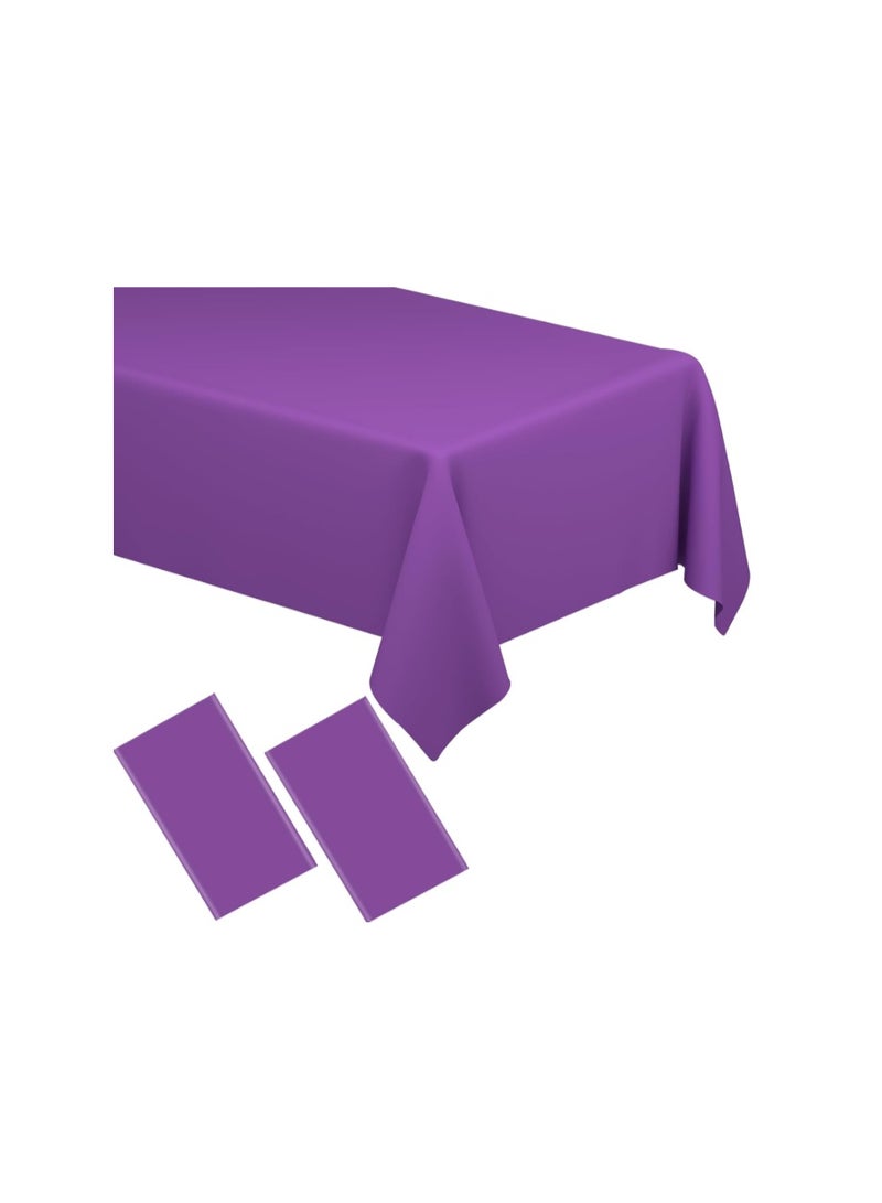 WNINK 2 Pack Purple Plastic Tablecloths, 54" x 108", Dark Purple, Rectangular, Casual Cartoon, Vibrant Cartoon, Durable, 2 Count - Image 1