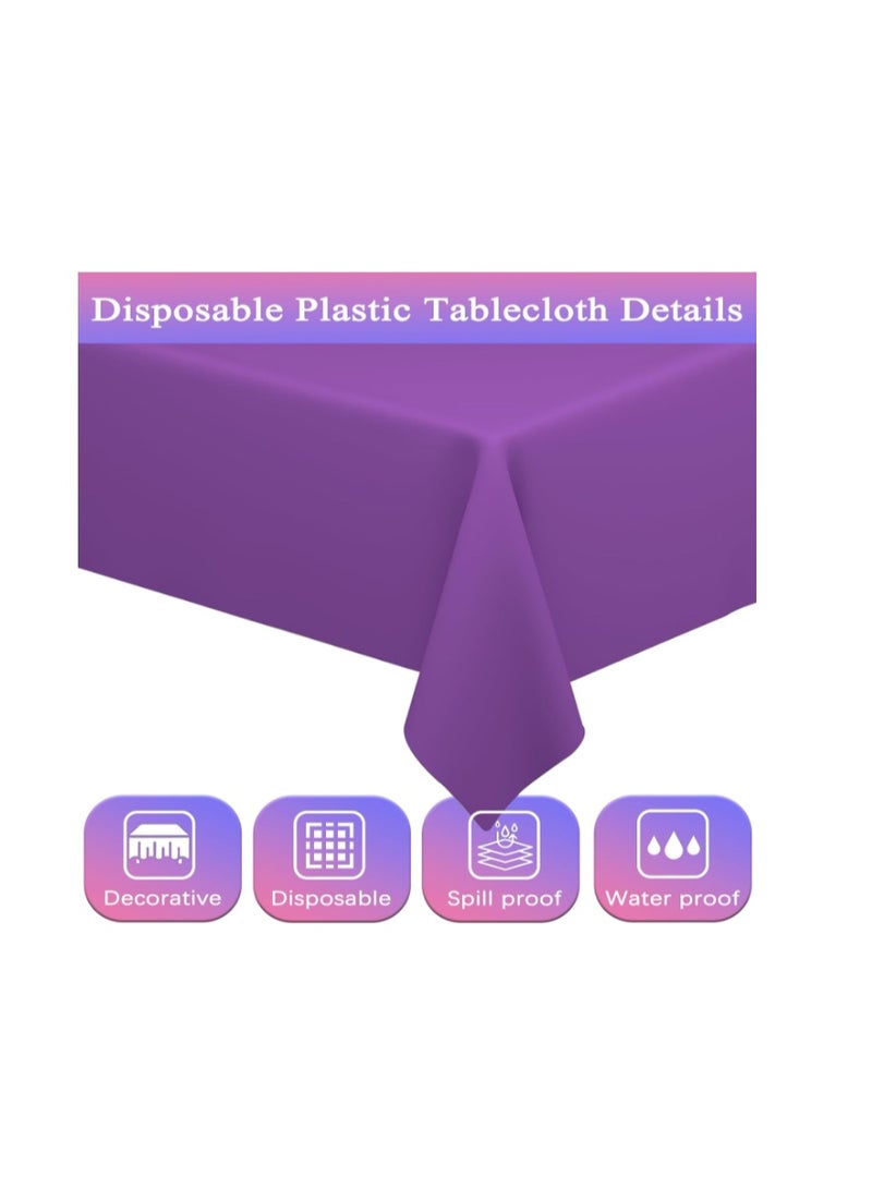 WNINK 2 Pack Purple Plastic Tablecloths, 54" x 108", Dark Purple, Rectangular, Casual Cartoon, Vibrant Cartoon, Durable, 2 Count - Image 4