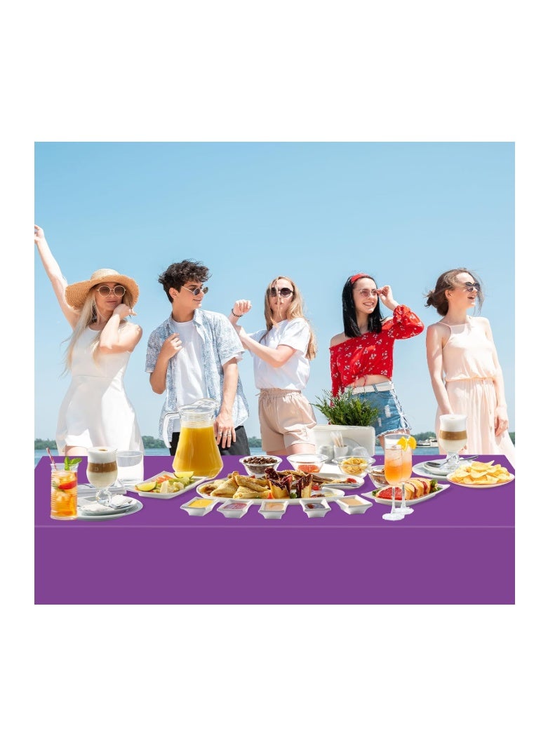 WNINK 2 Pack Purple Plastic Tablecloths, 54" x 108", Dark Purple, Rectangular, Casual Cartoon, Vibrant Cartoon, Durable, 2 Count - Image 2
