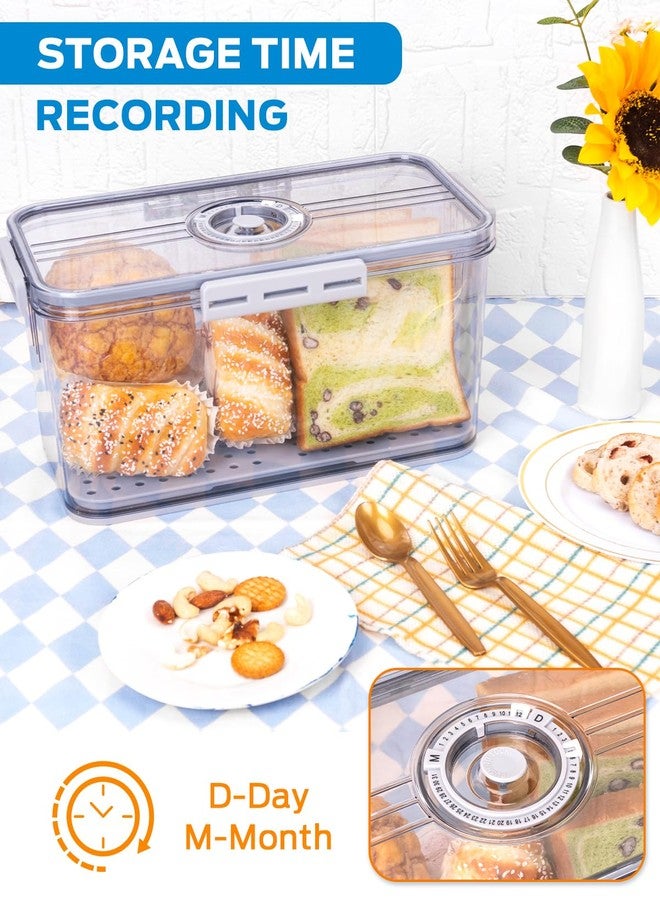 Dynta Bread Box 2 Pack Bread Container Airtight, Recording Time Bread Boxes for Kitchen Counter Organizers and Storage, Plastic Bread Storage with Lid for Homemade Bread, Toast, Loaf, Cookies - Image 4