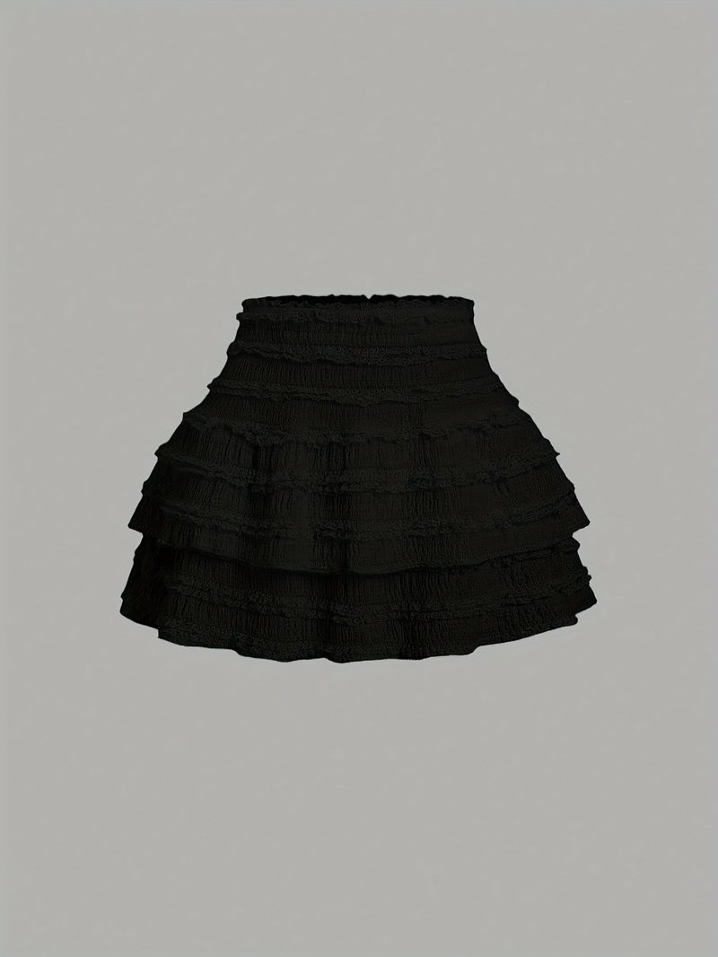 Women's Sexy Asymmetrical Hem Short Top And Ruffled Mini Skirt Set - Image 4