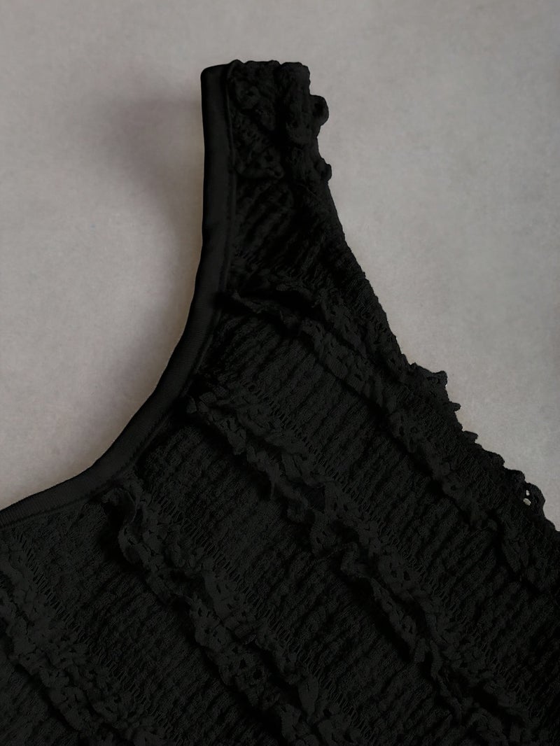 Women's Sexy Asymmetrical Hem Short Top And Ruffled Mini Skirt Set - Image 5
