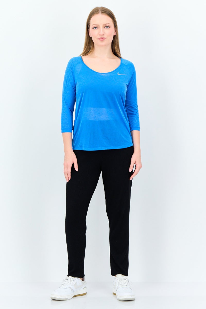 Nike Women Dri Fit 3/4 Sleeve Running Top, Blue - Image 4