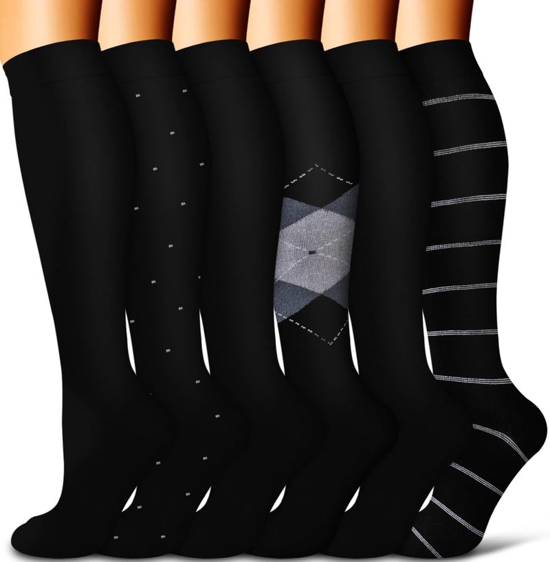 COOLOVER Copper Compression Socks for Women and Men(6 Pairs)-Best Support for Running, Athletic, Nursing, Travel, 49, L-XL - Image 1
