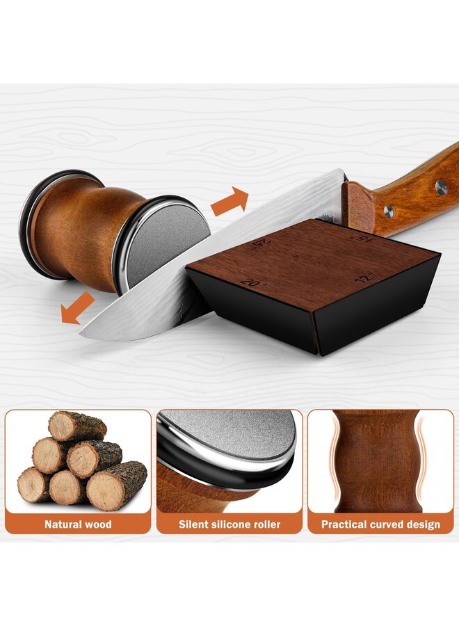 Rolling Knife Sharpener Tool Kit, Multi-Angle Magnetic Roller Sharpeners for Kitchen Knives, Diamond&Ceramic Knife Sharpening System Set, Offers 15&20&25 Degree Sharpening - Image 4