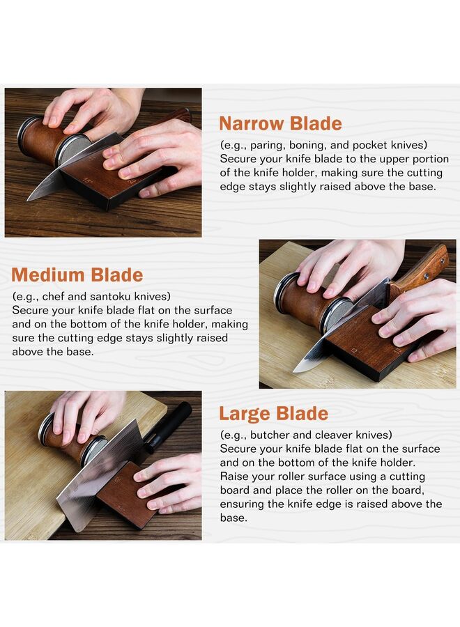 Rolling Knife Sharpener Tool Kit, Multi-Angle Magnetic Roller Sharpeners for Kitchen Knives, Diamond&Ceramic Knife Sharpening System Set, Offers 15&20&25 Degree Sharpening - Image 5