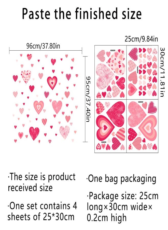 Demonwer Valentines Window Cling Double-Sided Pink Red Love Heart Window Stickers Plaid Stripes Polka Dots Heart Valentine Wall Decals Happy Valentines Day Heart Stickers for Wedding Anniversary Holiday Decor - Image 2