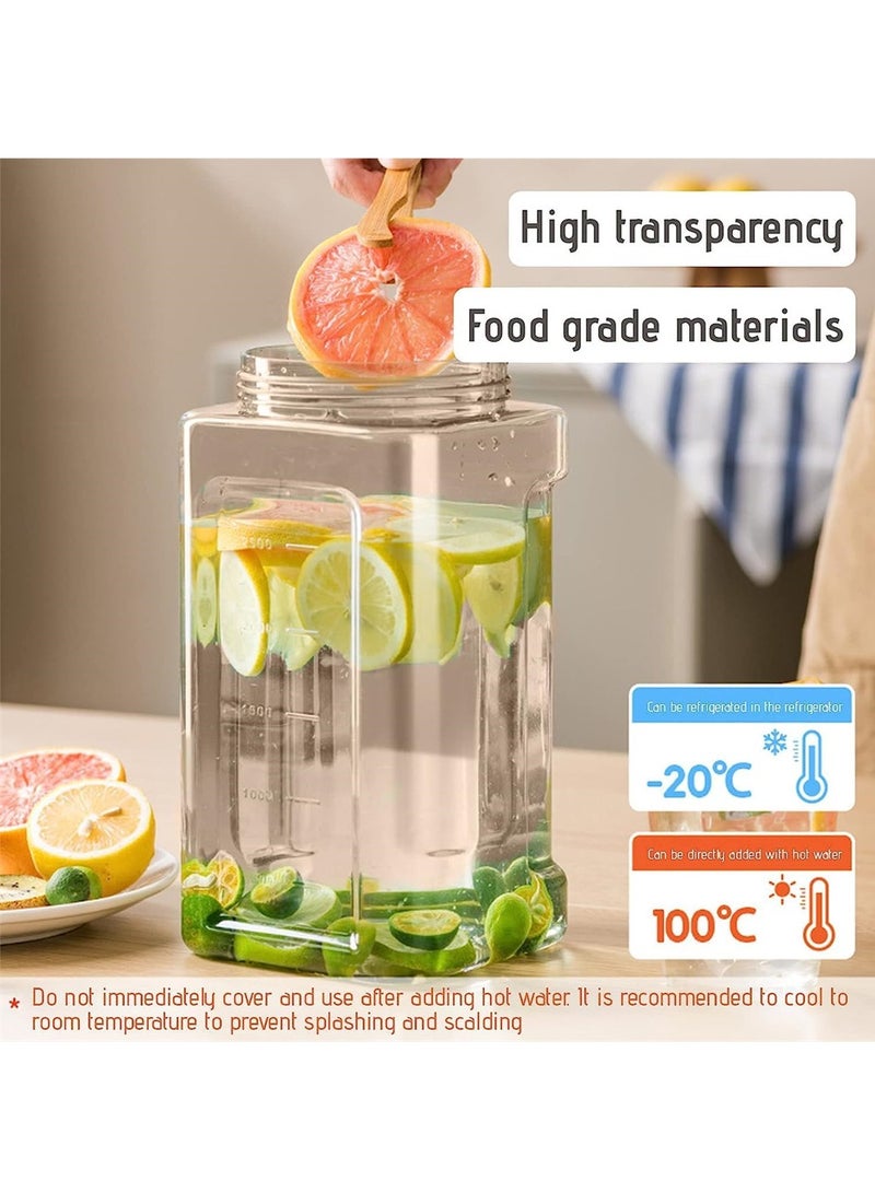 SYOSI Plastic Drink Dispenser With Spigots, Leakproof Fridge Drink Container, Large Capacity Beverage Dispenser, Refrigerator Water Bottle with Lid Handle, Cold Kettle Tea Milk Lemonade Container  - Image 4